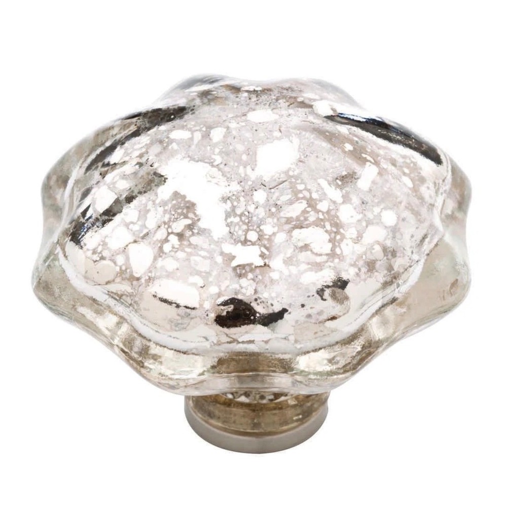 Liberty 1-13/16 in Mercury Glass Scalloped Cabinet Drawer Knob Silver Four Pack